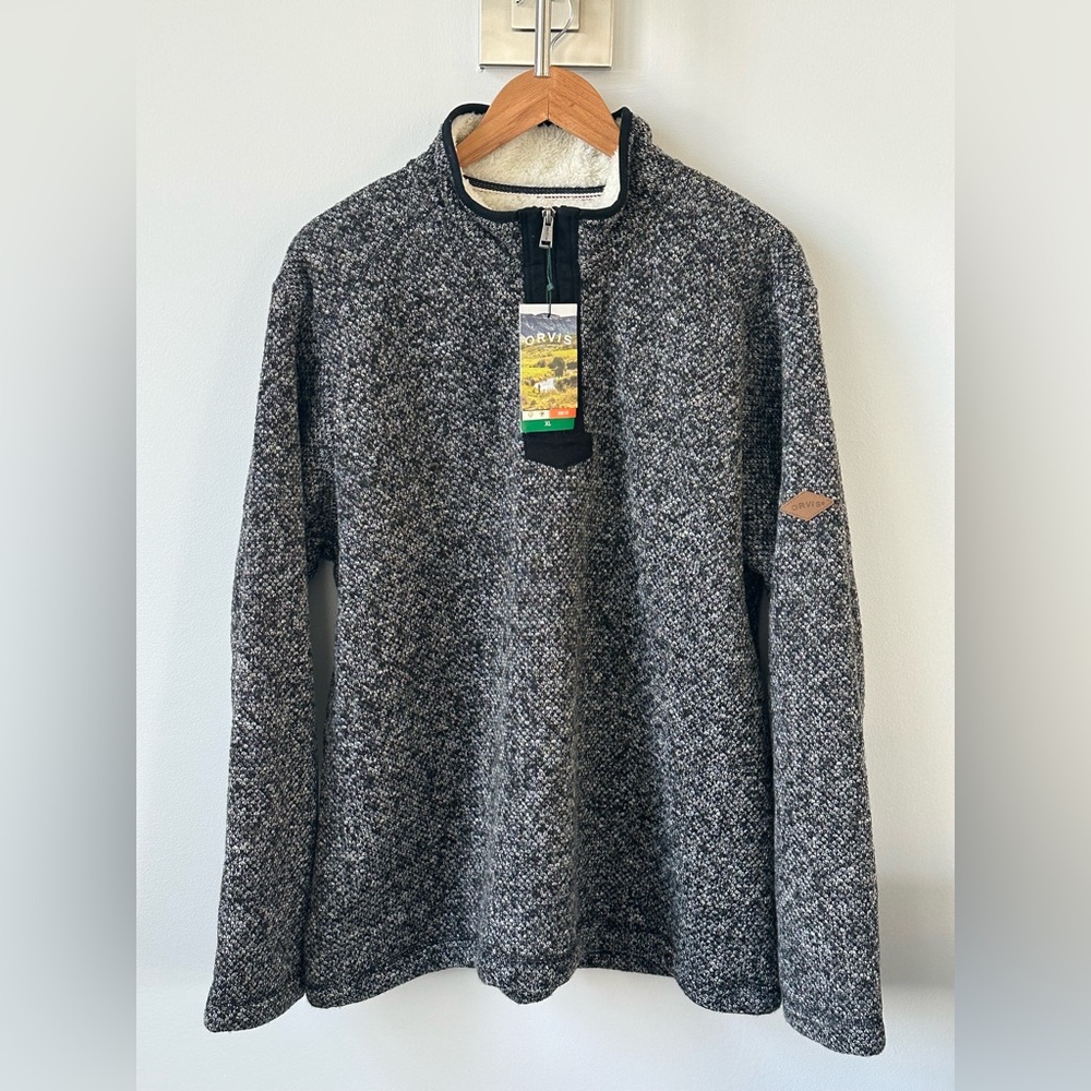 Orvis Men's Black and White 1/4 Zip-Up Sweater, Size XL. NWT